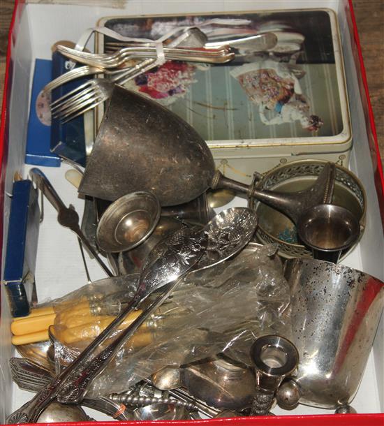 Mixed silver plated cutlery etc